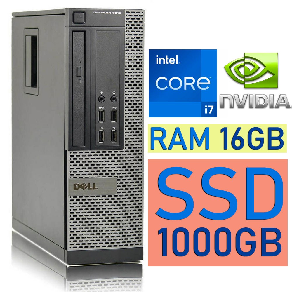 PC CORE I7 RIGENERATO DELL 7010 RAM 16GB SSD 1TB GT710 WI-FI WINDOW...